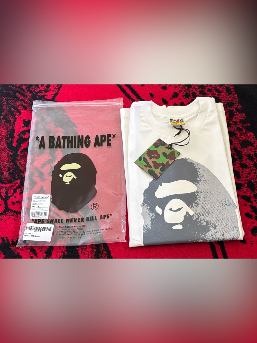 Bape White Short-Sleeve Ape Head Graphic Tee